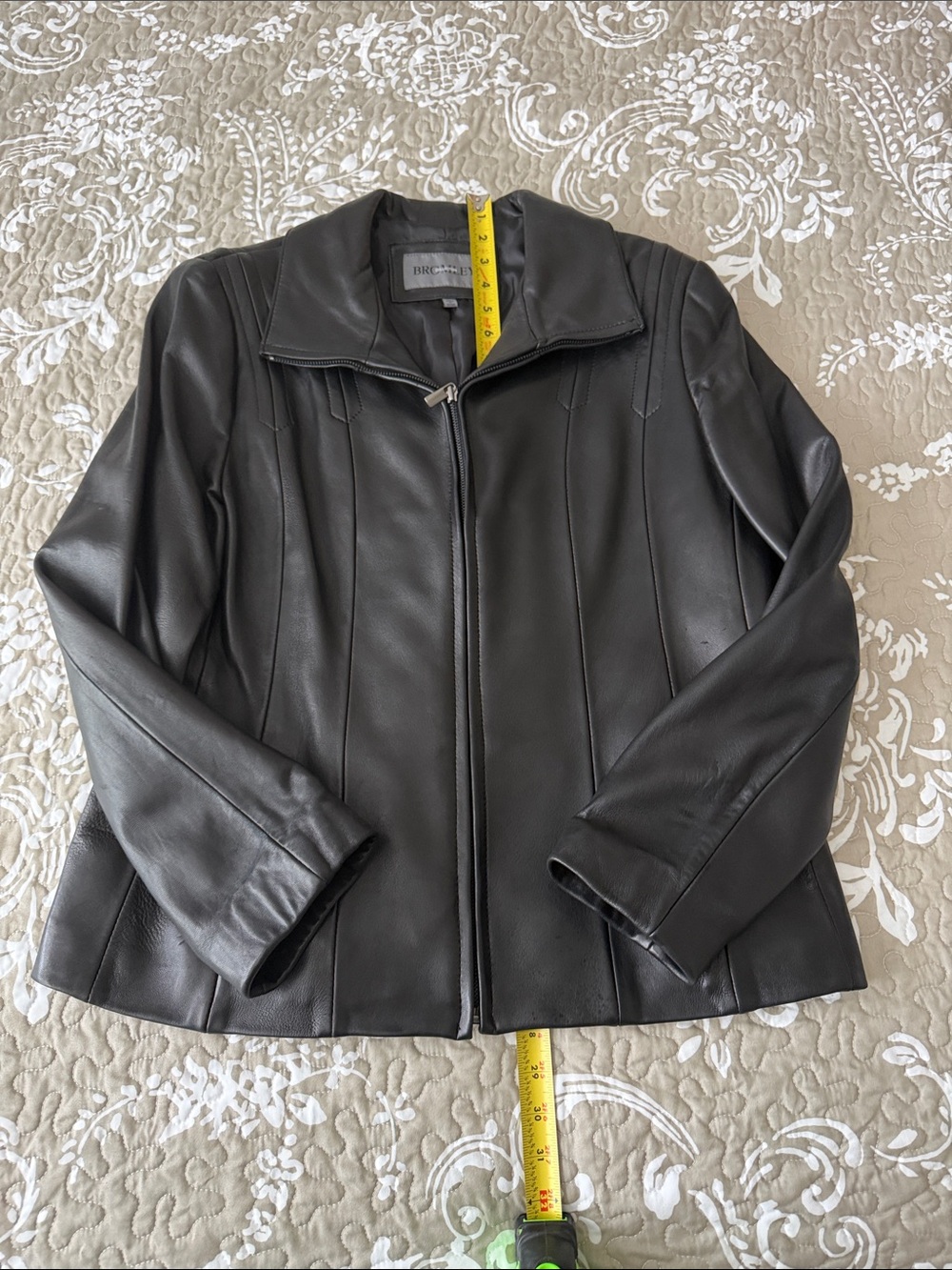 Bromley Collection Black Leather Zip-Front Jacket